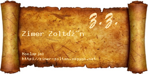Zimer Zoltán névjegykártya